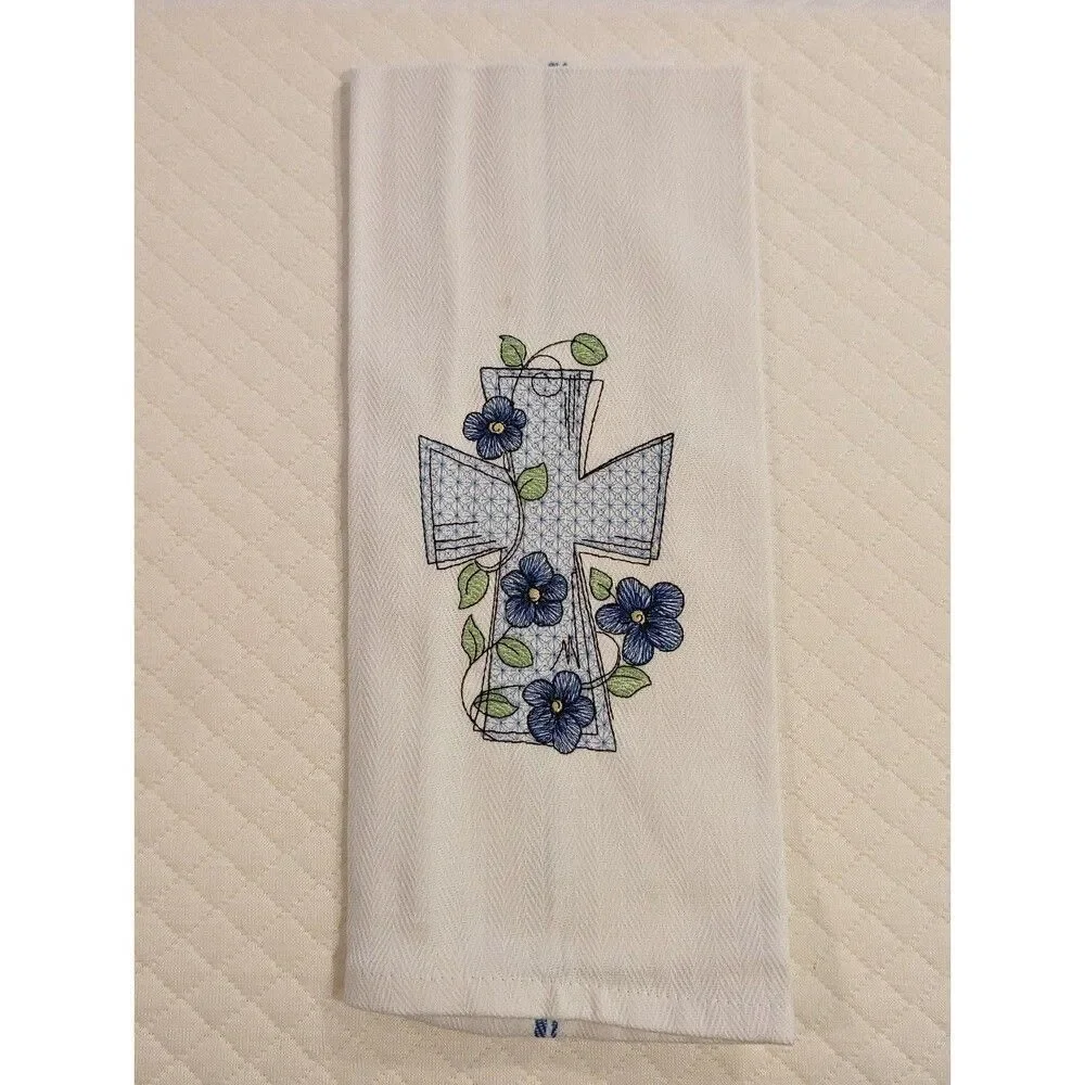 Embroidered gorgeous intricate cross decorative towel New Handmade Non smoking